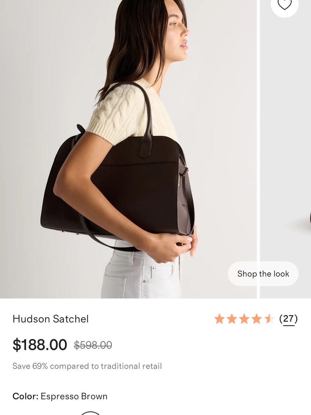 Quince Italian Leather Essential Satchel Tote - Picture 11 of 12